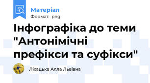 Інфографіка до теми "Антонімічні префікси та суфікси"