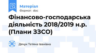 Фінансово-господарська діяльність 2018/2019 н.р. (Плани ЗЗСО)