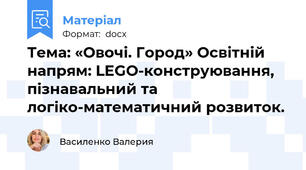 Тема: «Овочі. Город» Освітній напрям: LEGO-конструювання, пізнавальний та логіко-математичний розвиток.