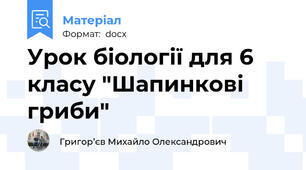 Урок біології для 6 класу "Шапинкові гриби"