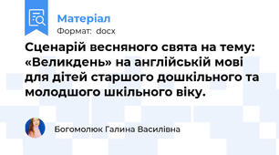 Сценарій весняного свята на тему: «Великдень» на англійській мові для дітей старшого дошкільного та молодшого шкільного віку.