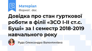 Довідка про стан гурткової роботи в філії «ЗСО І-ІІ ст.с. Буші» за І семестр 2018-2019 навчального року