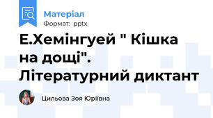 Е.Хемінгуей " Кішка на дощі". Літературний диктант