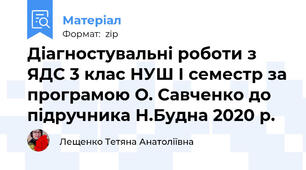 Діагностувальні роботи з ЯДС 3 клас НУШ ІІ семестр за програмою О. Савченко до підручника Н.Будна 2020 р.