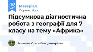 Підсумкова діагностична робота з географії для 7 класу на тему «Африка»