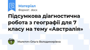 Підсумкова діагностична робота з географії для 7 класу на тему «Австралія»
