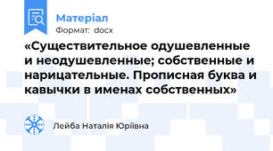 «Существительное одушевленные и неодушевленные; собственные и нарицательные. Прописная буква и кавычки в именах собственных»