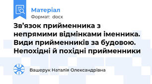 Зв’язок прийменника з непрямими відмінками іменника. Види прийменників за будовою. Непохідні й похідні прийменники