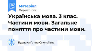 Українська мова. 3 клас. Частини мови. Загальне поняття про частини мови.
