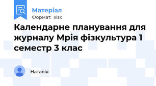 Календарне планування для журналу Мрія фізкультура 1 семестр 3 клас