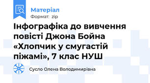 Інфографіка до вивчення повісті Джона Бойна «Хлопчик у смугастій піжамі», 7 клас НУШ