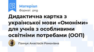 Дидактична картка з української мови «Омоніми» для учнів з особливими освітніми потребами (ООП)