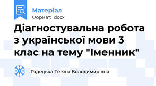 Діагностувальна робота з української мови 3 клас на тему "Іменник"