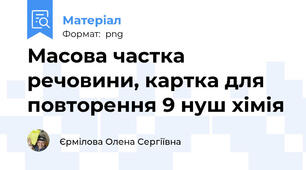 Масова частка речовини, картка для повторення 9 нуш хімія