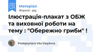 Ілюстрація-плакат з ОБЖ та виховної роботи на тему : "Обережно гриби" !