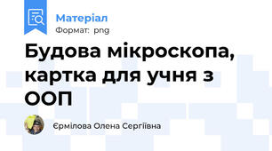 Будова мікроскопа, картка для учня з ООП