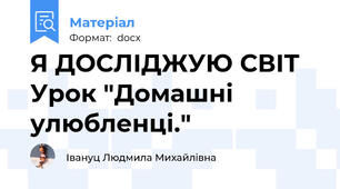Я ДОСЛІДЖУЮ СВІТ  Урок "Домашні улюбленці."