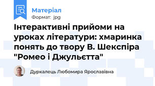 Інтерактивні прийоми на уроках літератури: хмаринка понять до твору В. Шекспіра "Ромео і Джульєтта"