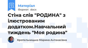 Стіна слів "РОДИНА" з ілюстрованим додатком.Навчальний тиждень "Моя родина"
