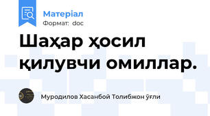 Шаҳар ҳосил қилувчи омиллар.