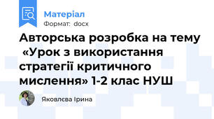 Авторська розробка на тему  «Урок з використання стратегії критичного мислення» 1-2 клас НУШ