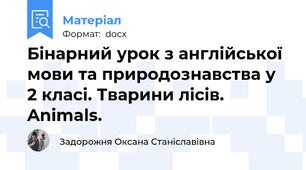 Бінарний урок з англійської мови та природознавства у  2 класі. Тварини лісів. Animals.