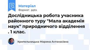 Дослідницька робота учасника районного туру "Мала академія наук" природничого відділення . 1 клас.