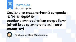 Соціально-педагогічний супровід дітей з особливими освітніми потребами (дітей із затримкою психічного розвитку)