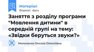 Заняття з розділу програми "Мовлення дитини" в середній групі на тему: «Звідки беруться звуки?»