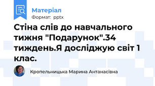 Стіна слів до навчального тижня "Подарунок".34 тиждень.Я досліджую світ 1 клас.