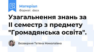 Узагальнення знань за ІІ семестр з предмету "Громадянська освіта".