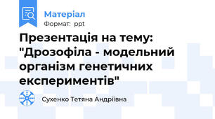 Презентація на тему: "Дрозофіла - модельний організм генетичних експериментів"