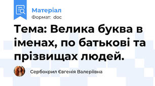 Тема: Велика буква в іменах, по батькові та прізвищах людей.