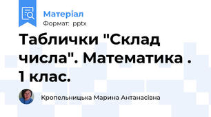 Таблички "Склад числа". Математика . 1 клас.