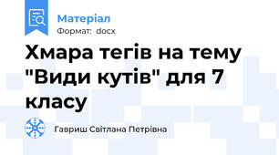 Хмара тегів на тему "Види кутів" для 7 класу