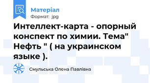 Интеллект-карта - опорный конспект по химии. Тема" Нефть " ( на украинском языке ).