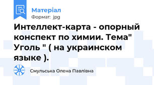 Интеллект-карта - опорный конспект по химии. Тема" Уголь " ( на украинском языке ).