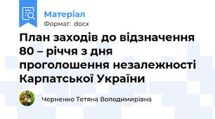 План заходів до відзначення 80 – річчя з дня проголошення незалежності Карпатської України