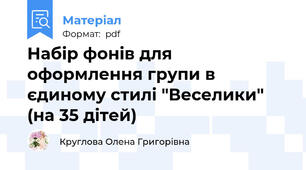 Набір фонів для оформлення групи в єдиному стилі "Веселики" (на 35 дітей)