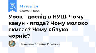 Урок - дослід в НУШ. Чому кавун - ягода? Чому молоко скисає? Чому яблуко чорніє?