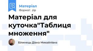 Матеріал для куточка"Таблиця множення"