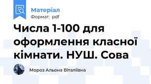 Числа 1-100 для оформлення класної кімнати. НУШ. Сова