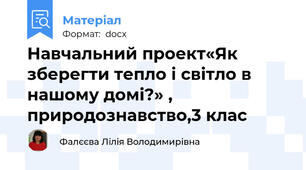Навчальний проект«Як зберегти тепло і світло в нашому домі?» , природознавство,3 клас
