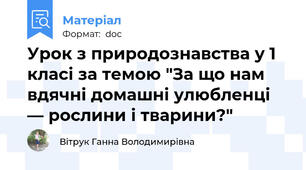 Урок з природознавства у 1 класі за темою "За що нам вдячні домашні улюбленці — рослини і тварини?"