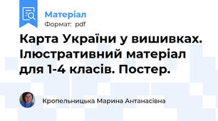 Карта України у вишивках. Ілюстративний матеріал для 1-4 класів. Постер.