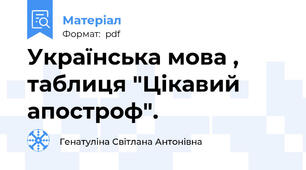 Українська мова , таблиця "Цікавий апостроф".
