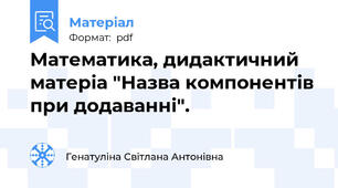 Математика, дидактичний матеріа "Назва компонентів при додаванні".