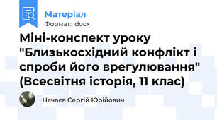 Міні-конспект уроку "Близькосхідний конфлікт і спроби його врегулювання" (Всесвітня історія, 11 клас)