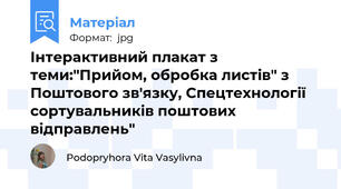 Інтерактивний плакат з теми:"Прийом, обробка листів" з Поштового зв'язку, Спецтехнології сортувальників поштових відправлень"