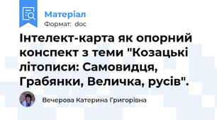 Інтелект-карта як опорний конспект з теми "Козацькі літописи: Самовидця, Грабянки, Величка, русів".